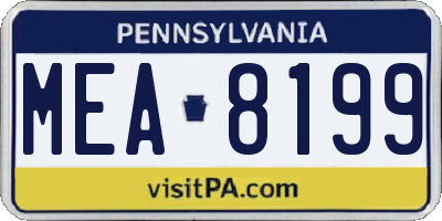 PA license plate MEA8199