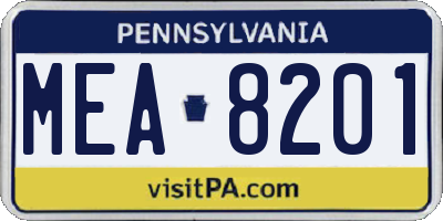 PA license plate MEA8201