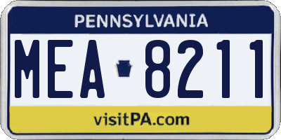 PA license plate MEA8211