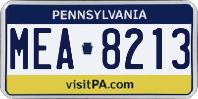PA license plate MEA8213
