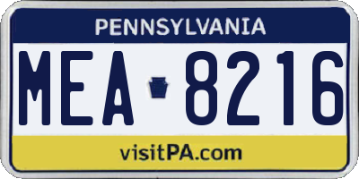 PA license plate MEA8216