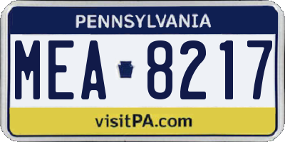 PA license plate MEA8217