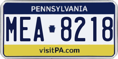 PA license plate MEA8218