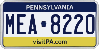 PA license plate MEA8220