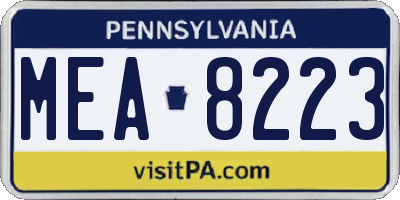 PA license plate MEA8223