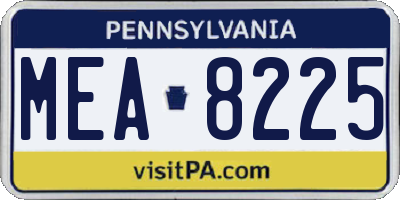 PA license plate MEA8225