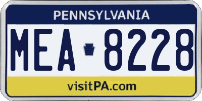 PA license plate MEA8228