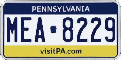 PA license plate MEA8229