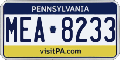 PA license plate MEA8233