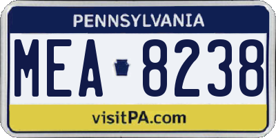 PA license plate MEA8238