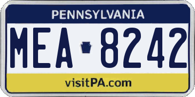 PA license plate MEA8242