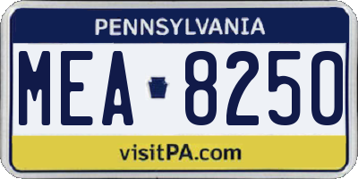 PA license plate MEA8250