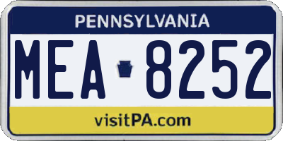 PA license plate MEA8252