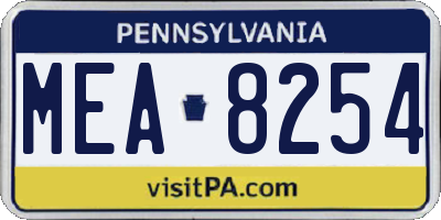 PA license plate MEA8254