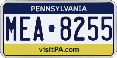 PA license plate MEA8255