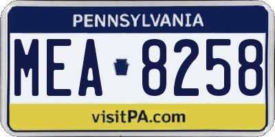PA license plate MEA8258