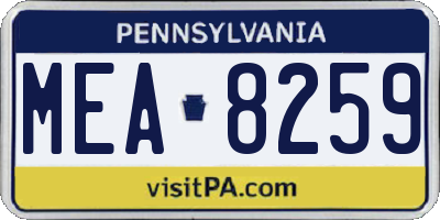 PA license plate MEA8259