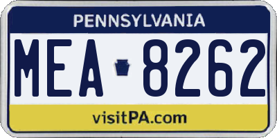 PA license plate MEA8262