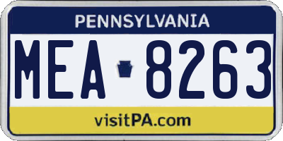 PA license plate MEA8263