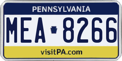 PA license plate MEA8266