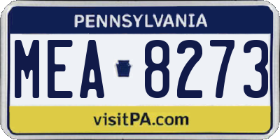 PA license plate MEA8273