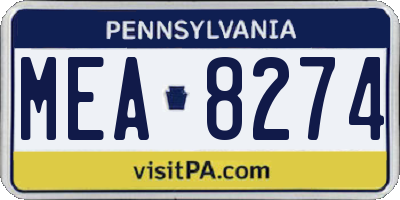 PA license plate MEA8274