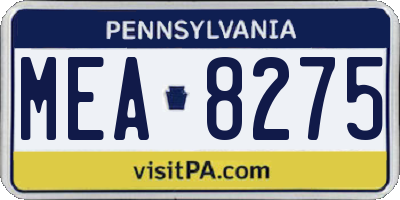 PA license plate MEA8275