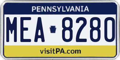 PA license plate MEA8280
