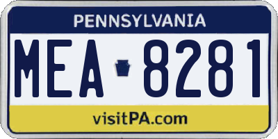 PA license plate MEA8281