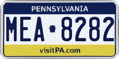 PA license plate MEA8282