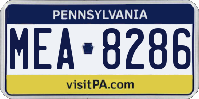 PA license plate MEA8286