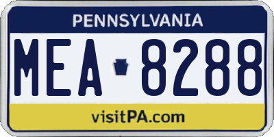 PA license plate MEA8288