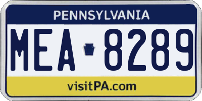 PA license plate MEA8289
