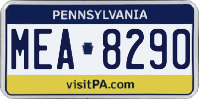 PA license plate MEA8290