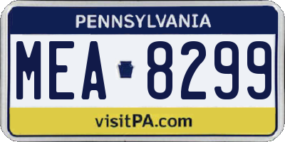 PA license plate MEA8299