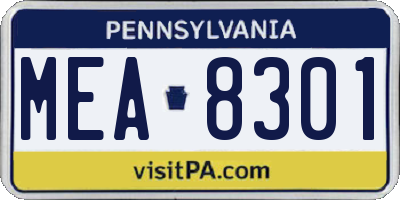 PA license plate MEA8301