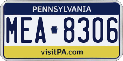 PA license plate MEA8306