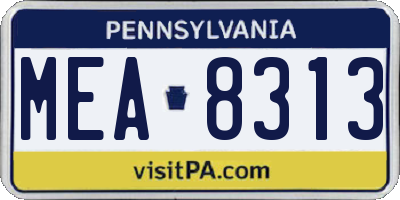 PA license plate MEA8313