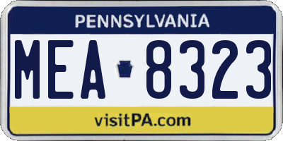 PA license plate MEA8323