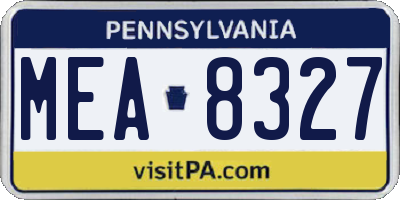PA license plate MEA8327