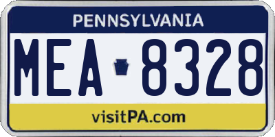 PA license plate MEA8328