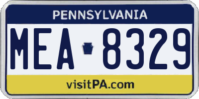 PA license plate MEA8329