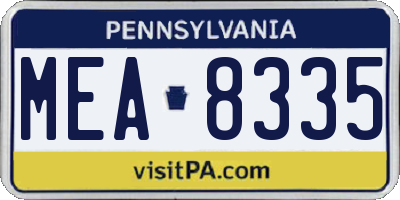 PA license plate MEA8335