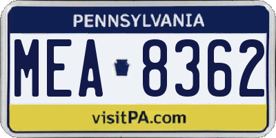 PA license plate MEA8362