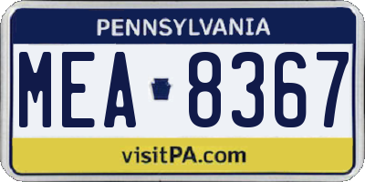 PA license plate MEA8367