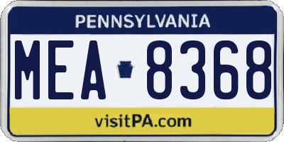 PA license plate MEA8368