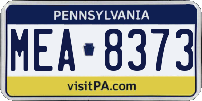 PA license plate MEA8373