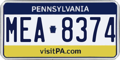 PA license plate MEA8374