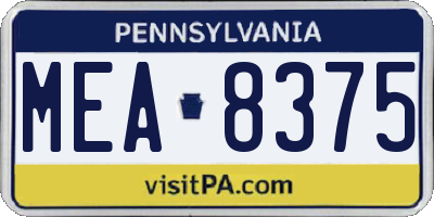 PA license plate MEA8375