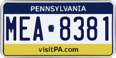 PA license plate MEA8381
